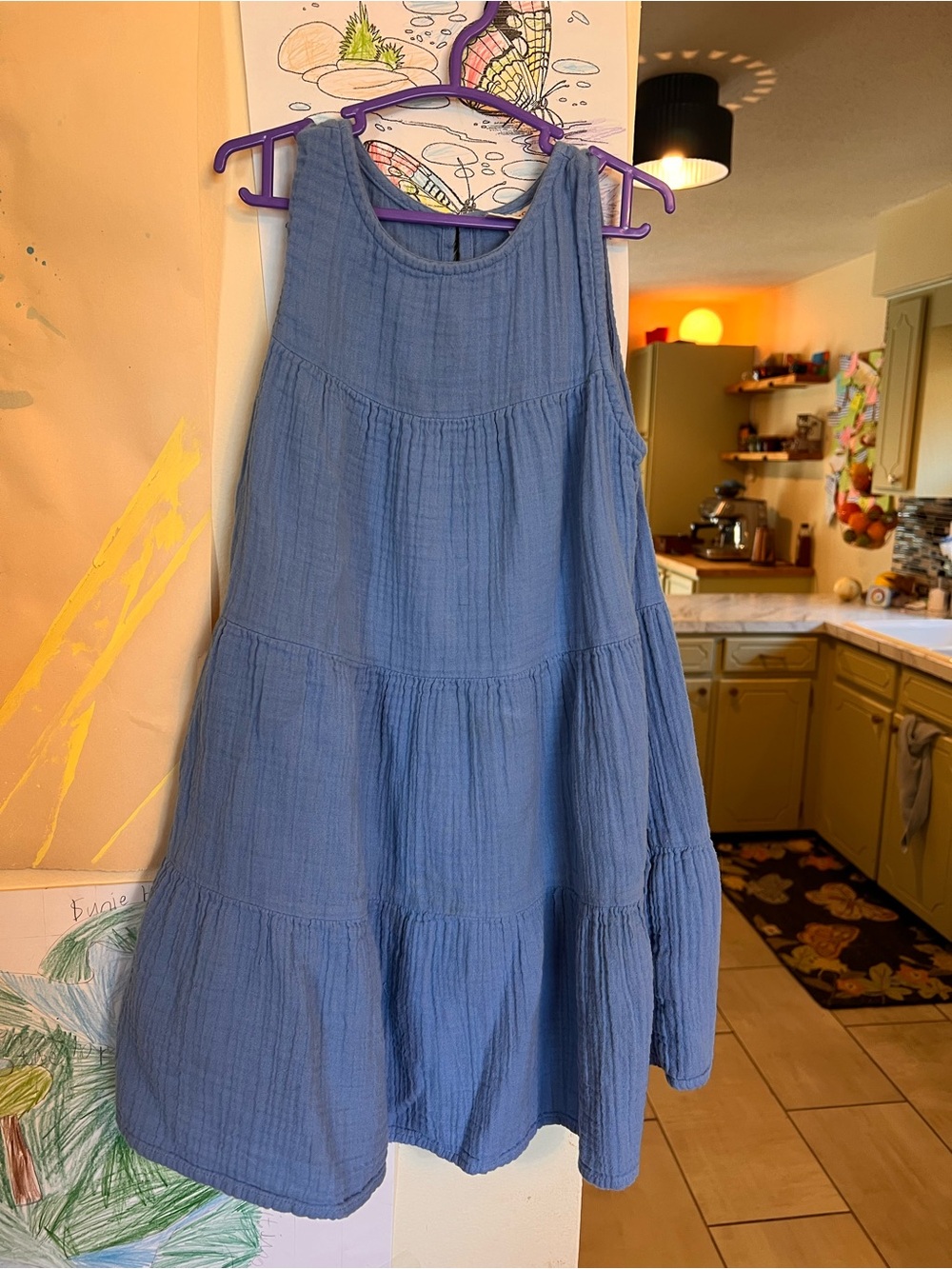 Cat & Jack Blue Tiered Cotton Dress for Girls